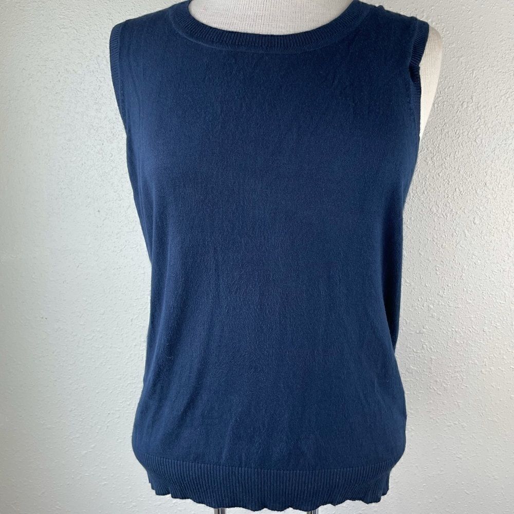 NWT Sharagano Navy Blue Sweater Tank Top Size M